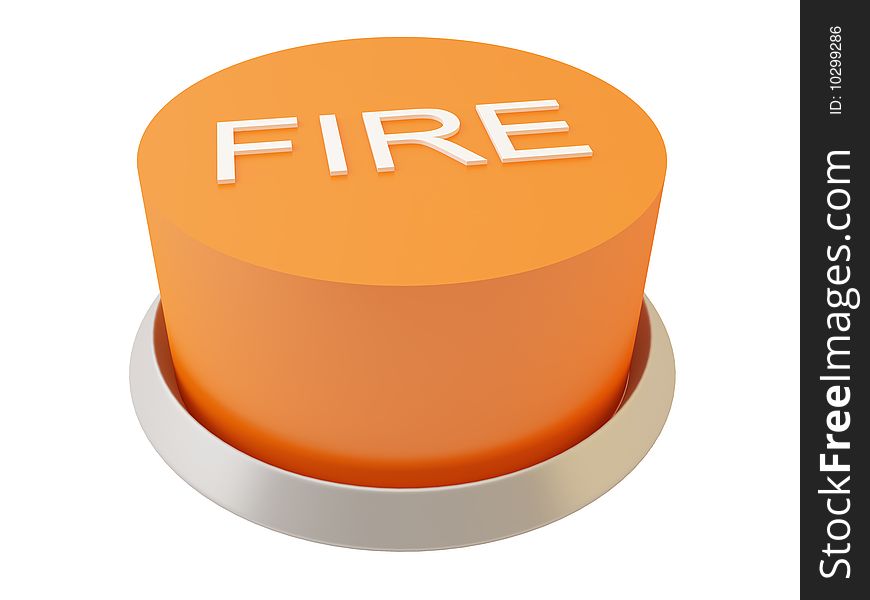 3d image of button Fire. White background.