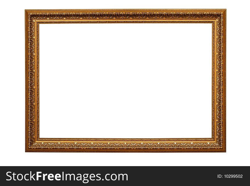 Antique golden wood frame including clipping path. Antique golden wood frame including clipping path