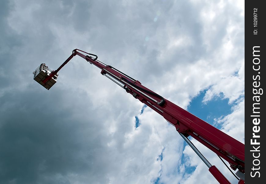 Rescue firefighting basket crane high up in the air