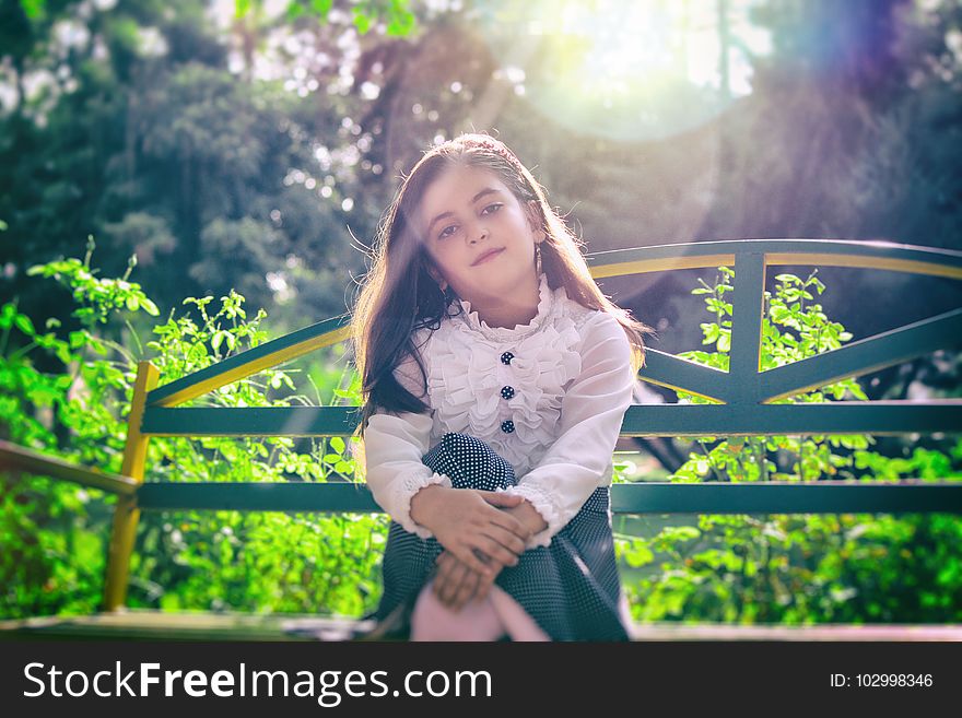 Beautiful, Girl, Bench, Blur