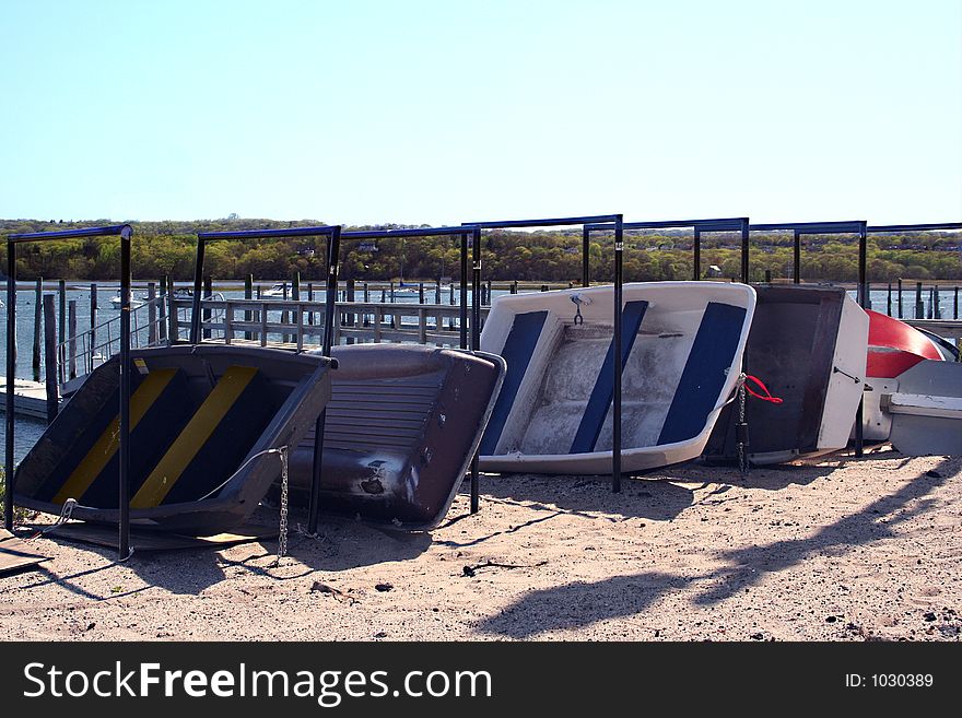 Dinghies on shore