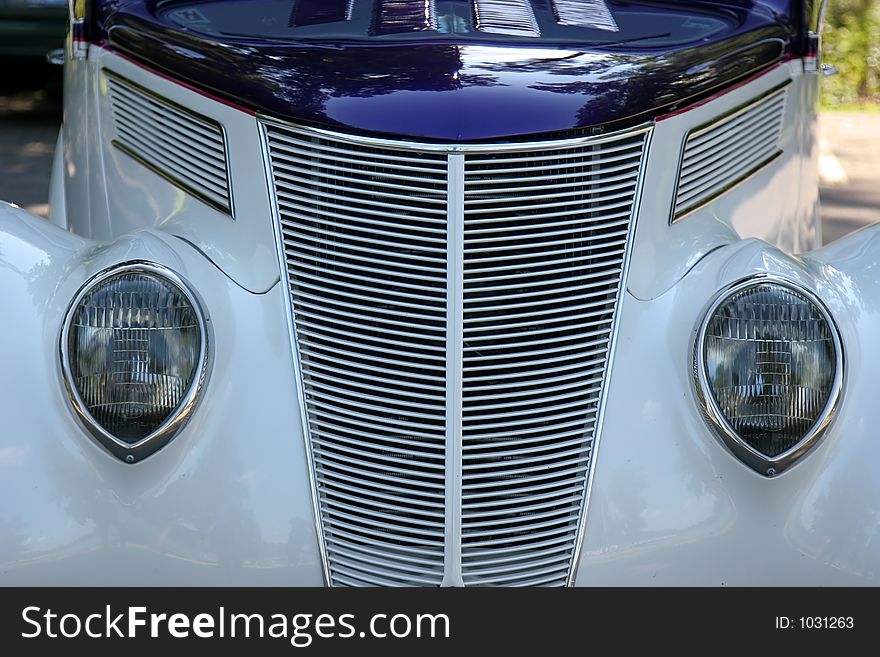 Retro car – front view. Retro car – front view