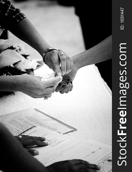 Finger printing at a Mexican wedding