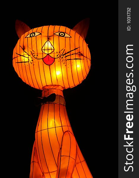 Lantern of a cartoonish cat at the Kuala Lumpur lantern Festival. Lantern of a cartoonish cat at the Kuala Lumpur lantern Festival