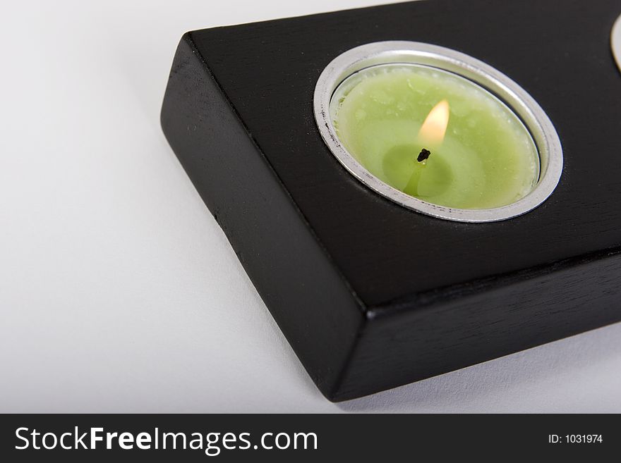 Black candle with soft focus middle