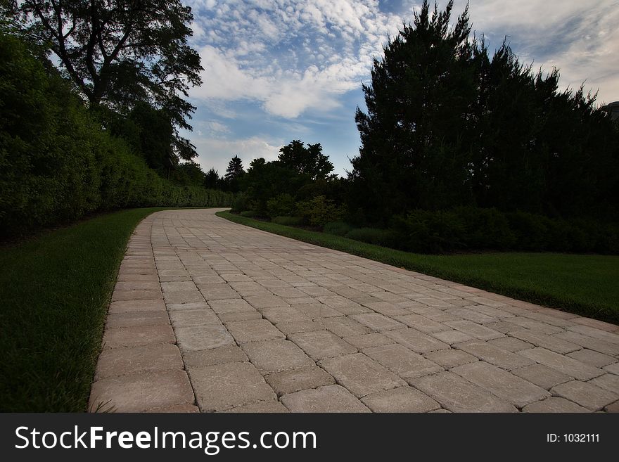Stone and tree lined path. Stone and tree lined path