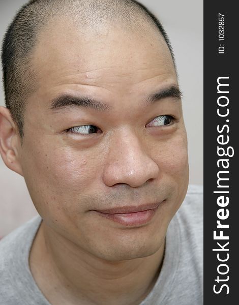 Funny expression on face of Oriental Chinese person. Funny expression on face of Oriental Chinese person