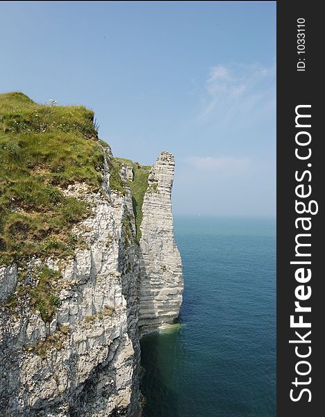 Beautiful view on the cliffs of Etretat in Normandy (France)