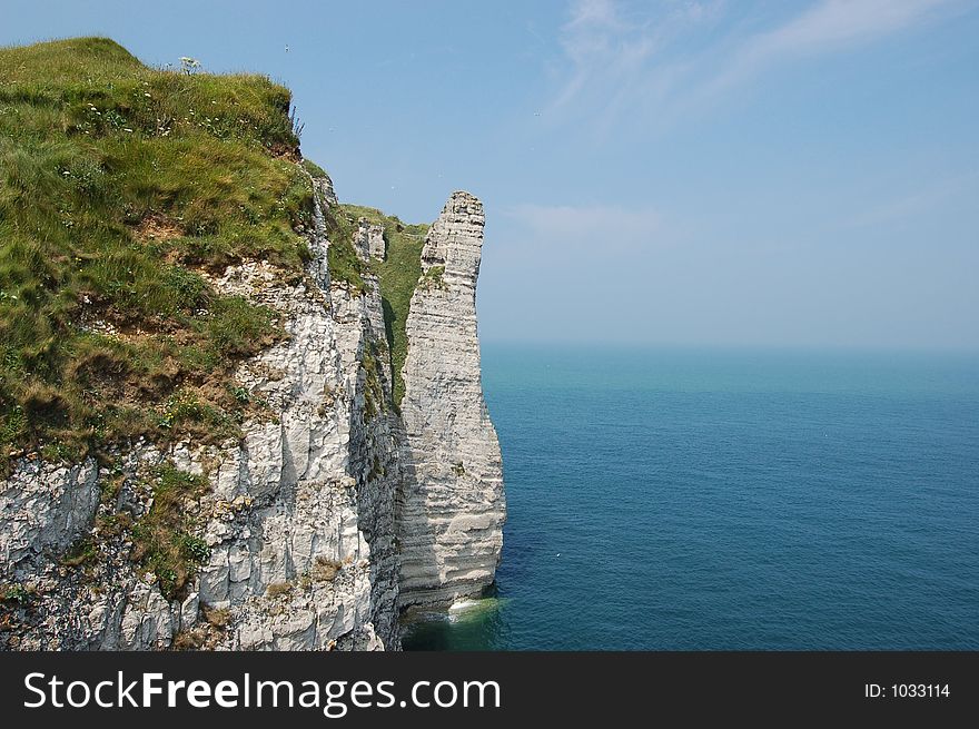 Beautiful view on the cliffs of Etretat in Normandy (France)