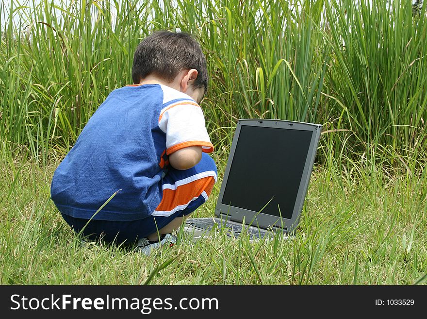 Laptop In The Grass