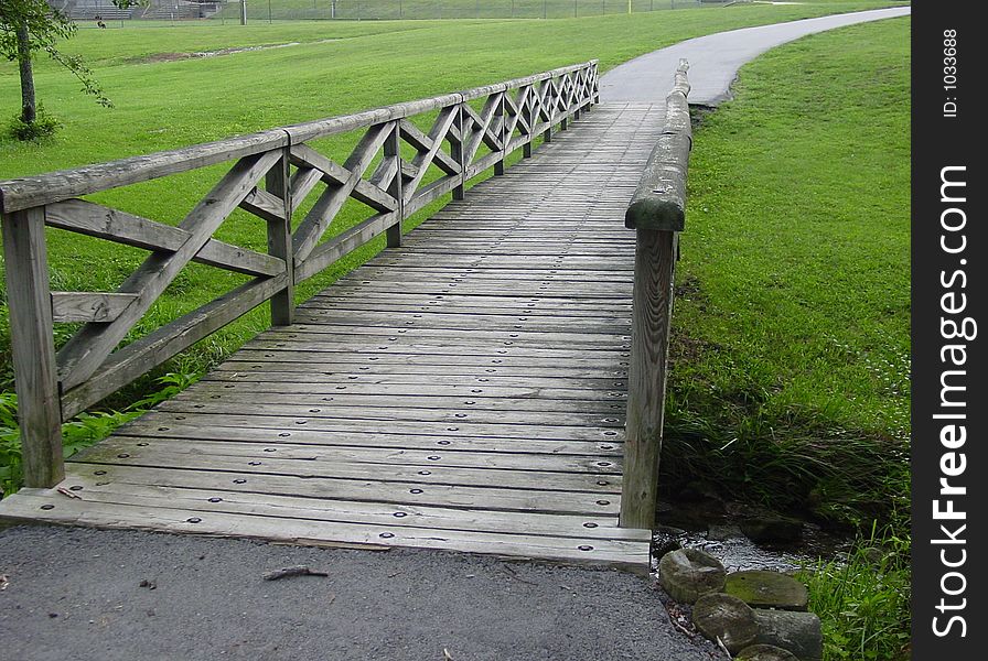 A wooden bridge along a walking trail in Tennessee
