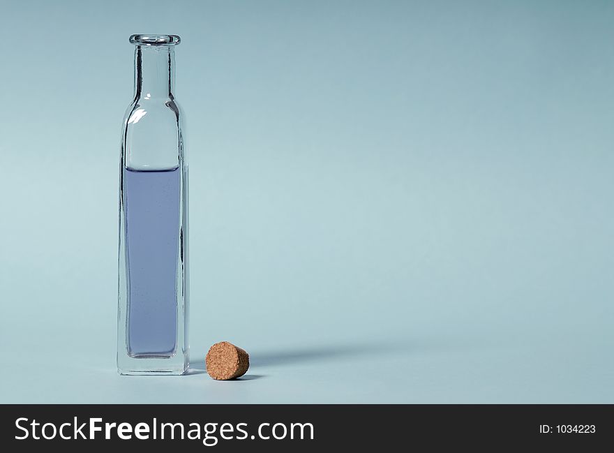 Bottle on blue background. Bottle on blue background