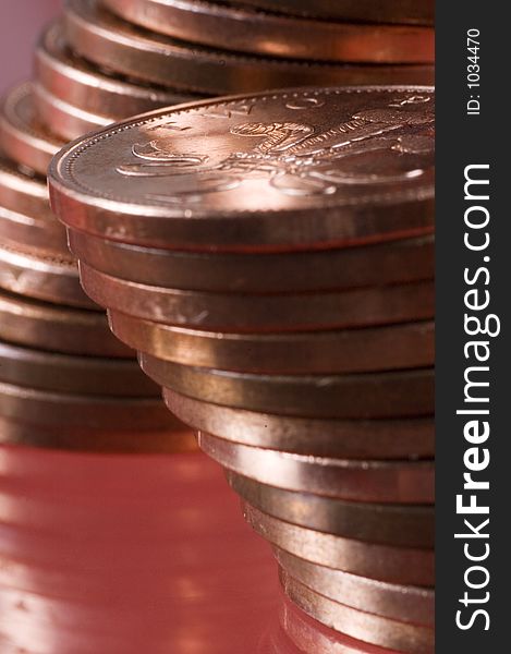 Stack of English coins