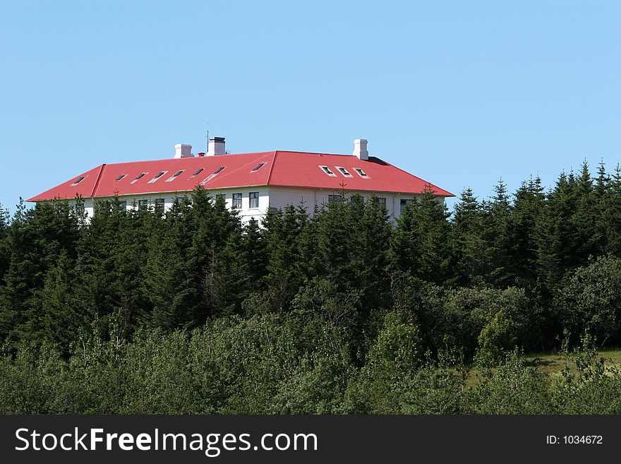 An old mansion set in a forrest, needing some upkeep