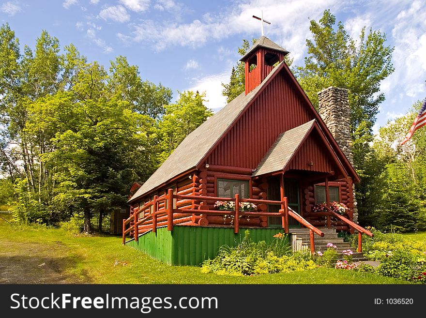 Unique little community church built out of logs in Rockwood, Maine. Unique little community church built out of logs in Rockwood, Maine