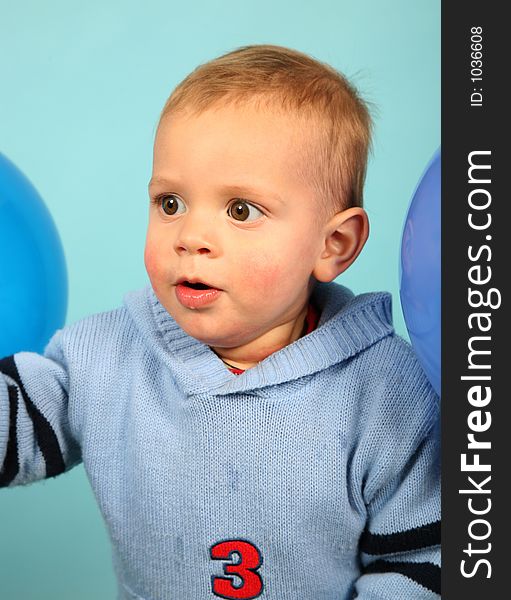 Young kid playing in studio. Young kid playing in studio