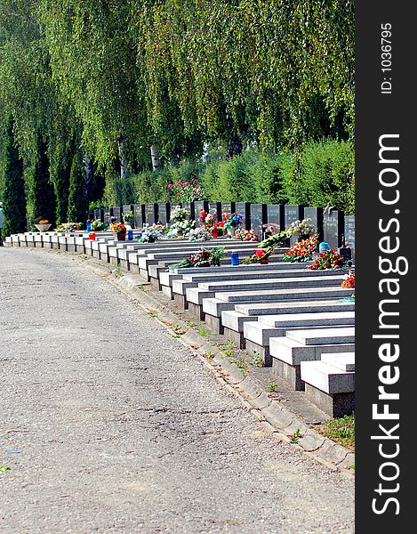 Graveyard on sunny day. Calm and quiet.