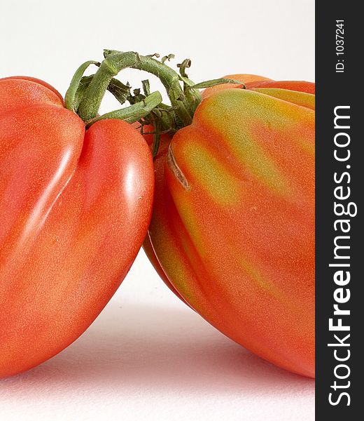 Two beef tomatoes close-up