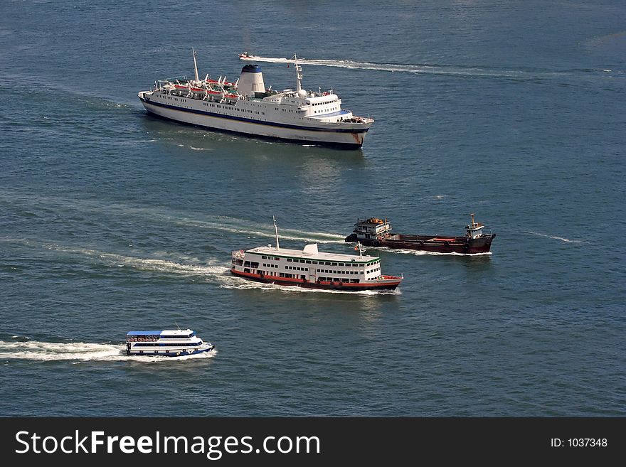 Ships at Victoria Bay, Hong Kong.