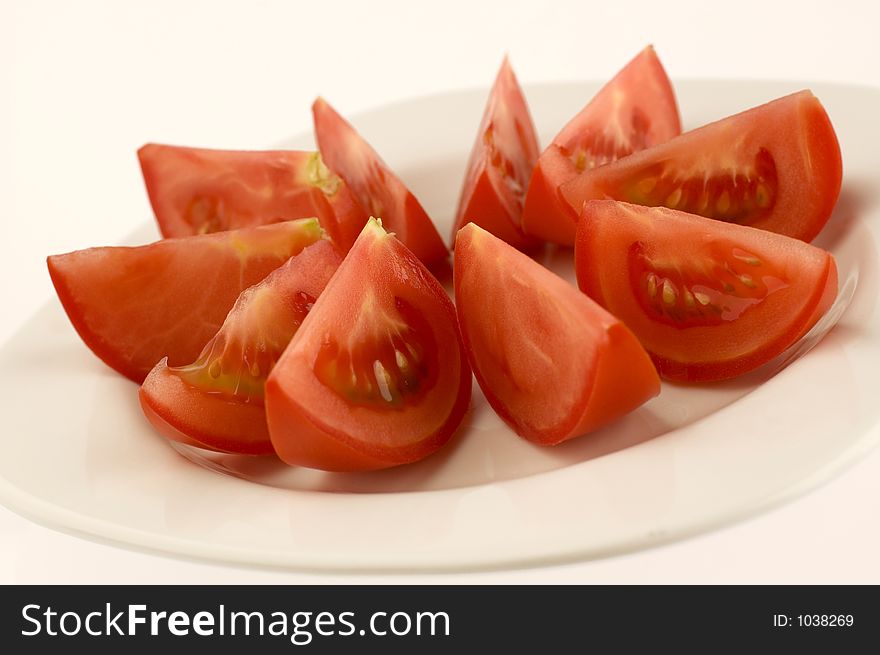 Tomato slices close up. Tomato slices close up