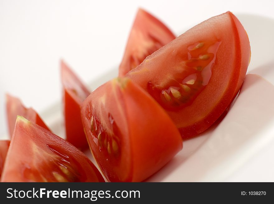 Tomato slices close up. Tomato slices close up