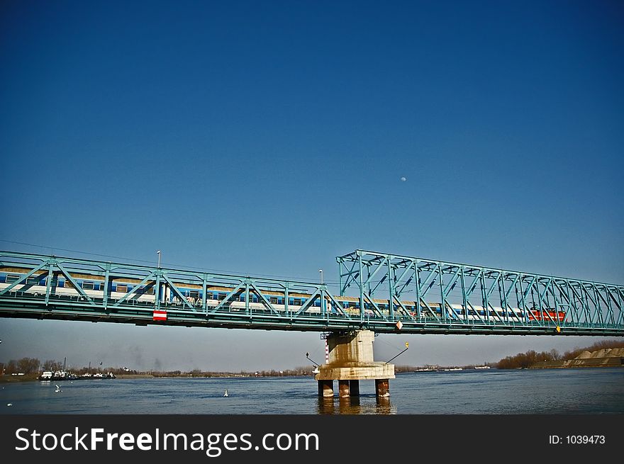 Train on the bridge