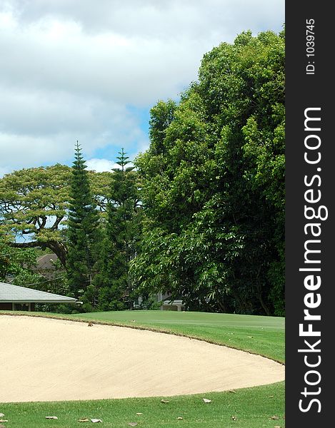 A sand trap at a Hawaiian golf course