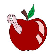 Worm Eating An Apple Stock Images