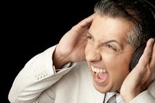Businessman Listening Loud Music Stock Photo Businessman Listening Loud Music Stock Photo