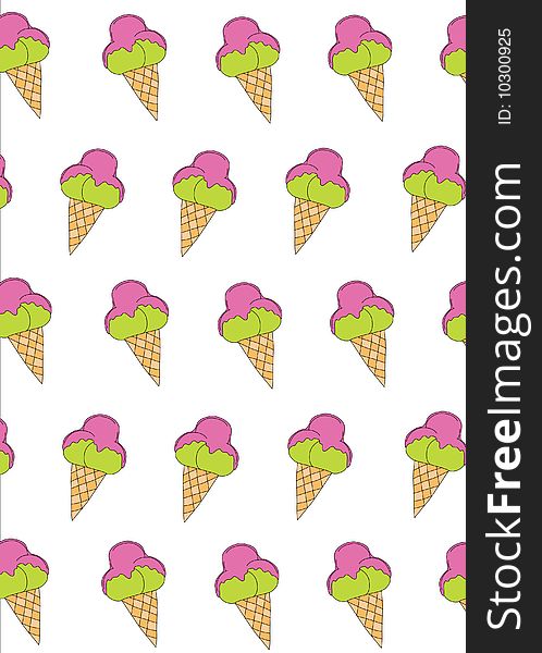 Colorful ice cream ornament on white background