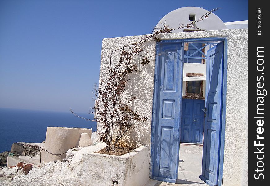 Entry to a house on the greek island of Santorini. Entry to a house on the greek island of Santorini