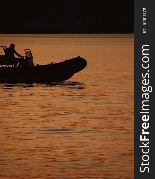 Reflexion of light in the sunset wit boat on sea. Reflexion of light in the sunset wit boat on sea