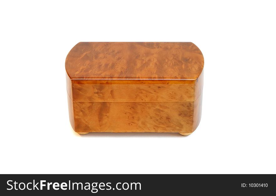 Closed wooden casket  isolated