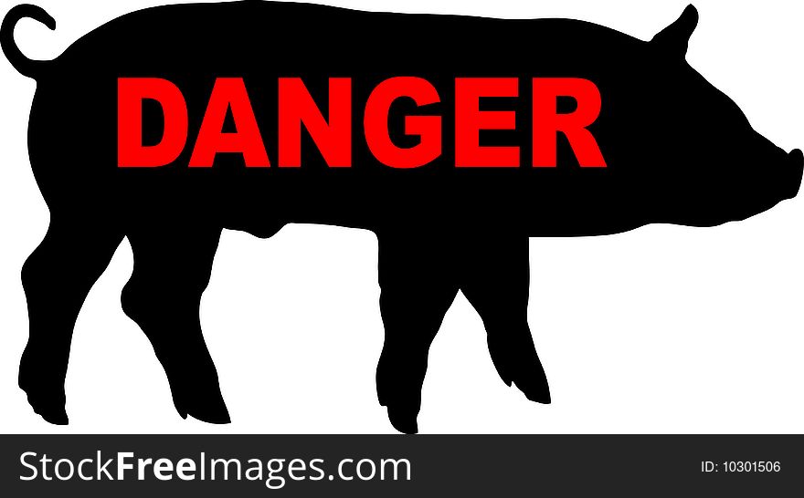 Vector. warning swine flu on a white background