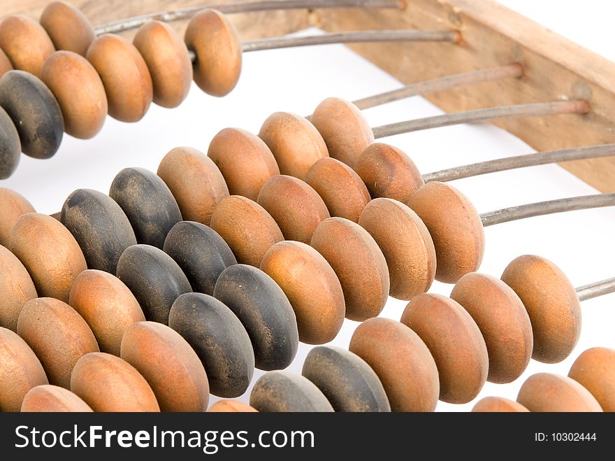 Old abacus isolated on white background