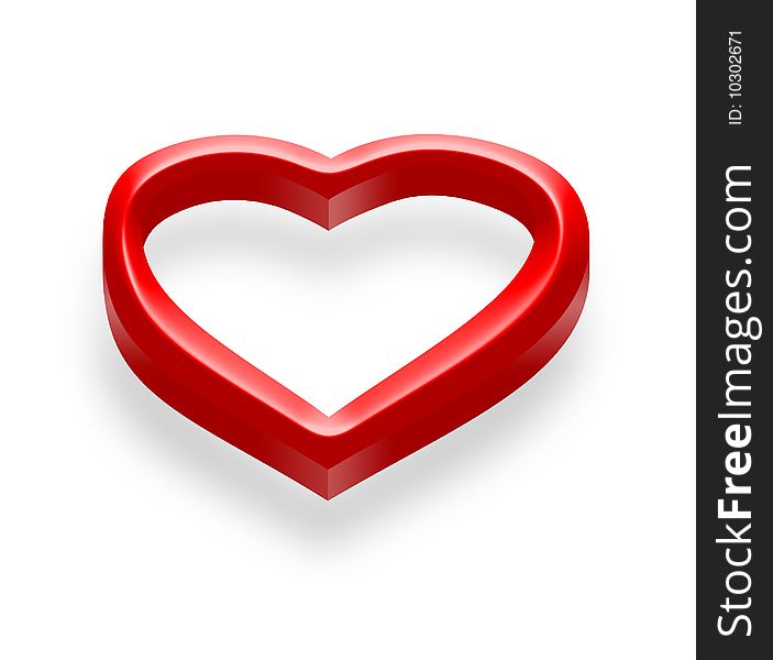 A 3D illustration of a red heart, isolated on a white background.