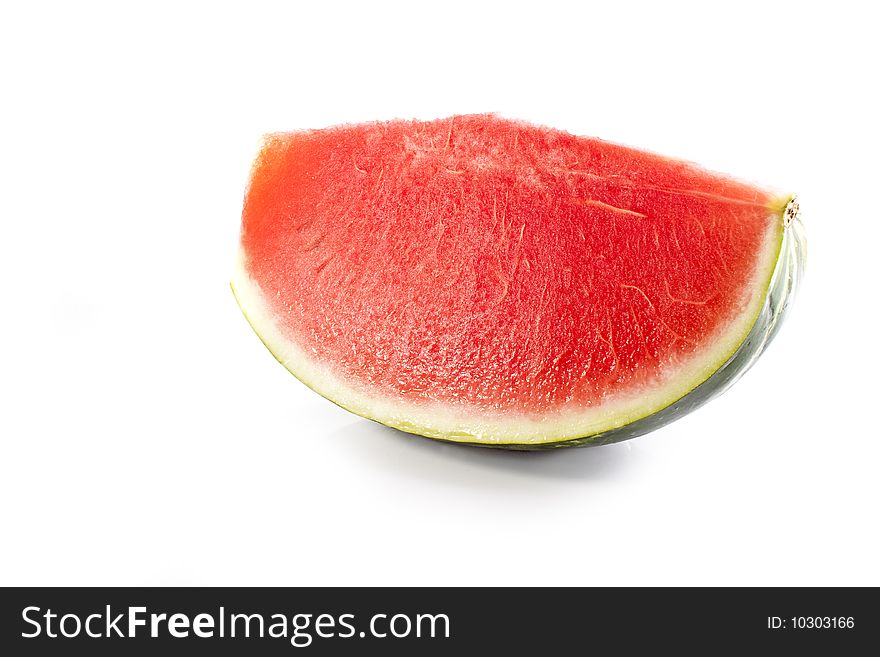 A slice of watermelon on white backround