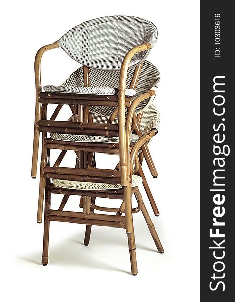 Four superposition isolated rattan chair. Four superposition isolated rattan chair