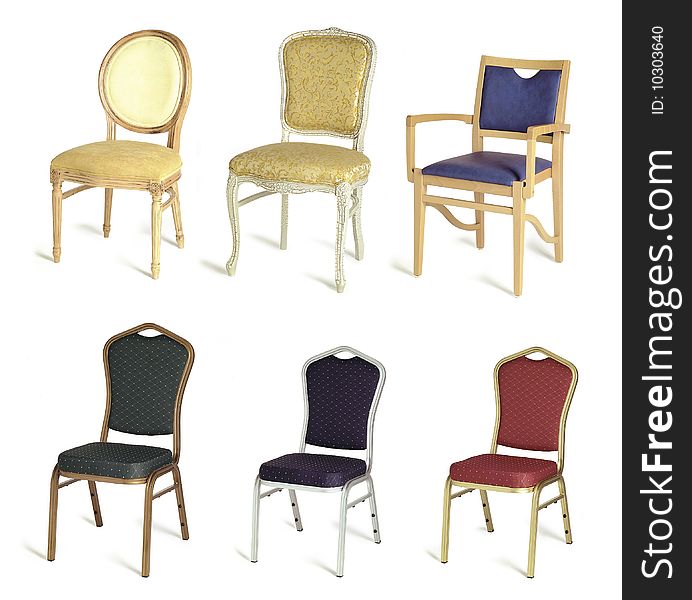 Six different indoor restaurant chair. Six different indoor restaurant chair