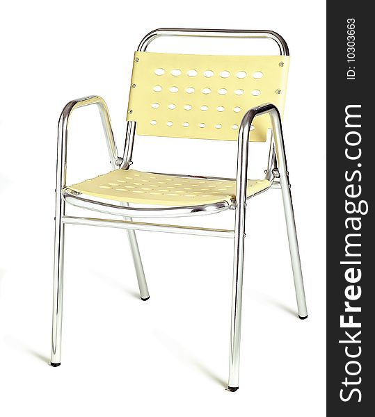 Yellow steel and plastic chair for restaurant and cafe. Yellow steel and plastic chair for restaurant and cafe