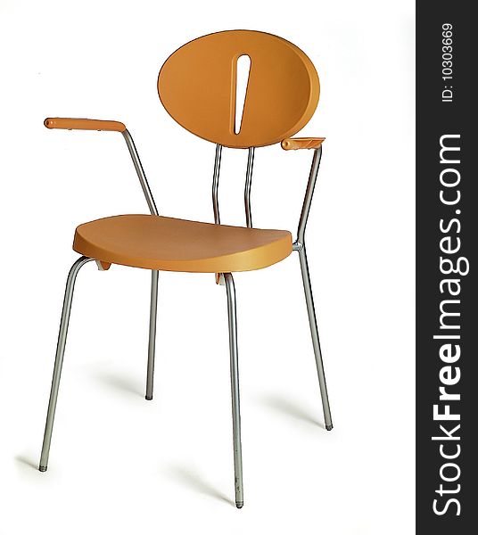 Orange steel and plastic chair. Orange steel and plastic chair