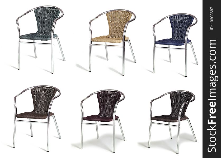 Six different color steel and plastic chair. Six different color steel and plastic chair