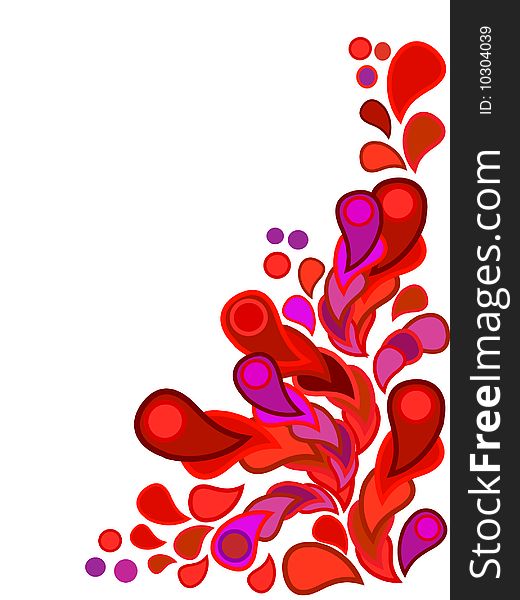 Abstract illustration from bright drops and dots in red colour