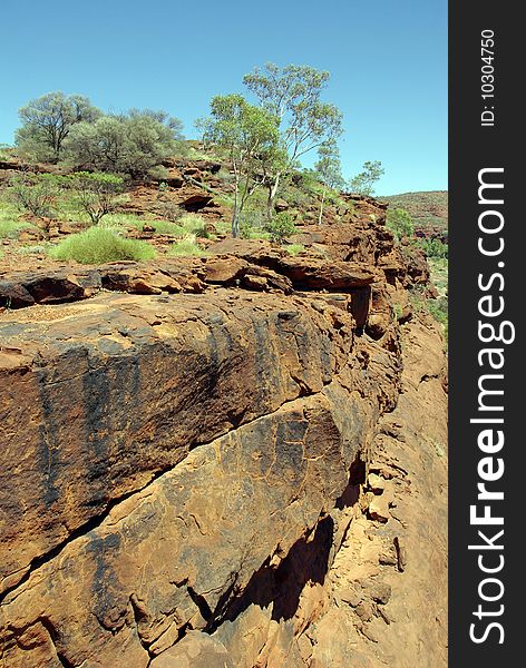 Big escarpment in the Palm Valley - Northern Territory, Australia. Big escarpment in the Palm Valley - Northern Territory, Australia.