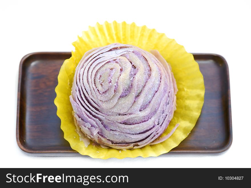 Isolated Home made crispy yam puff on white background. Isolated Home made crispy yam puff on white background