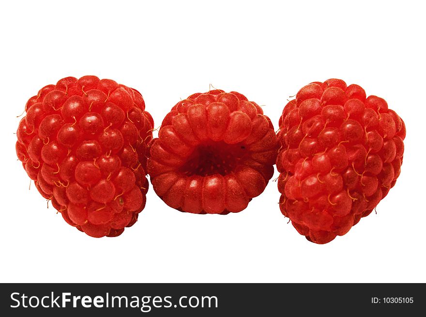 Photo of raspberry isolated over white background