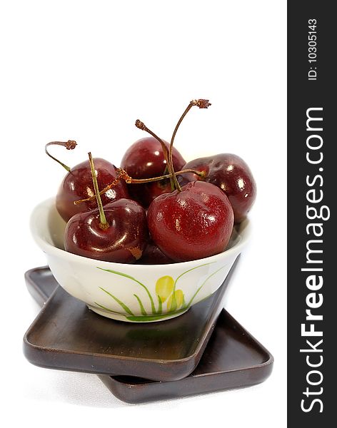 Close capture Fresh Cherry on white background. Close capture Fresh Cherry on white background