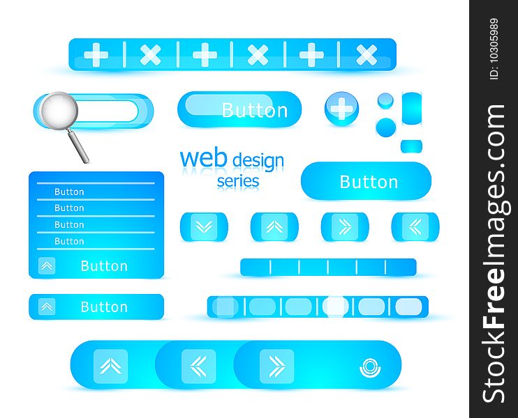 Blue web design elements. You should buy vector file to make changes