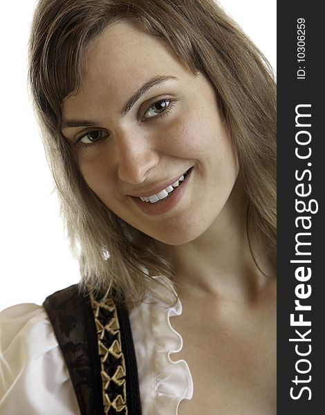 Portrait of Bavarian Girl which is dressed in traditional Oktoberfest garment (Dirndl). Portrait of Bavarian Girl which is dressed in traditional Oktoberfest garment (Dirndl)