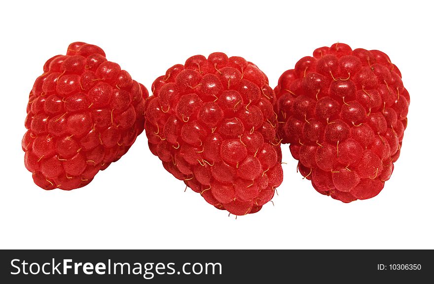 Photo of raspberry isolated over white background